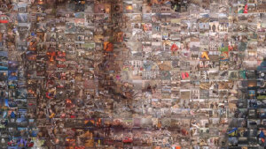 Portrét Putina z vojnových hrôz na Ukrajine