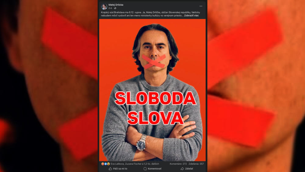 Po polnoci sa Matej Drlička nesmie verejne vyjadrovať o ministerke kultúry