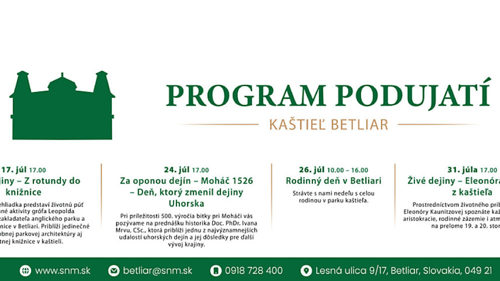Múzeum Betliar - Júlový program v SNM - Múzeu Betliar