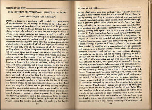 Ukážka najdlhšej vety v literatúre z knihy Victora Huga Bedári.