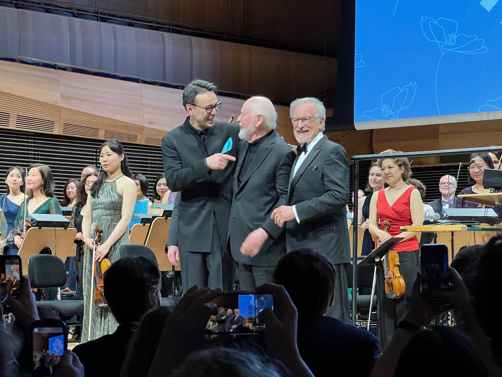 Ken-David Masur (left), Williams, & Spielberg at David Geffen Hall in 2023
