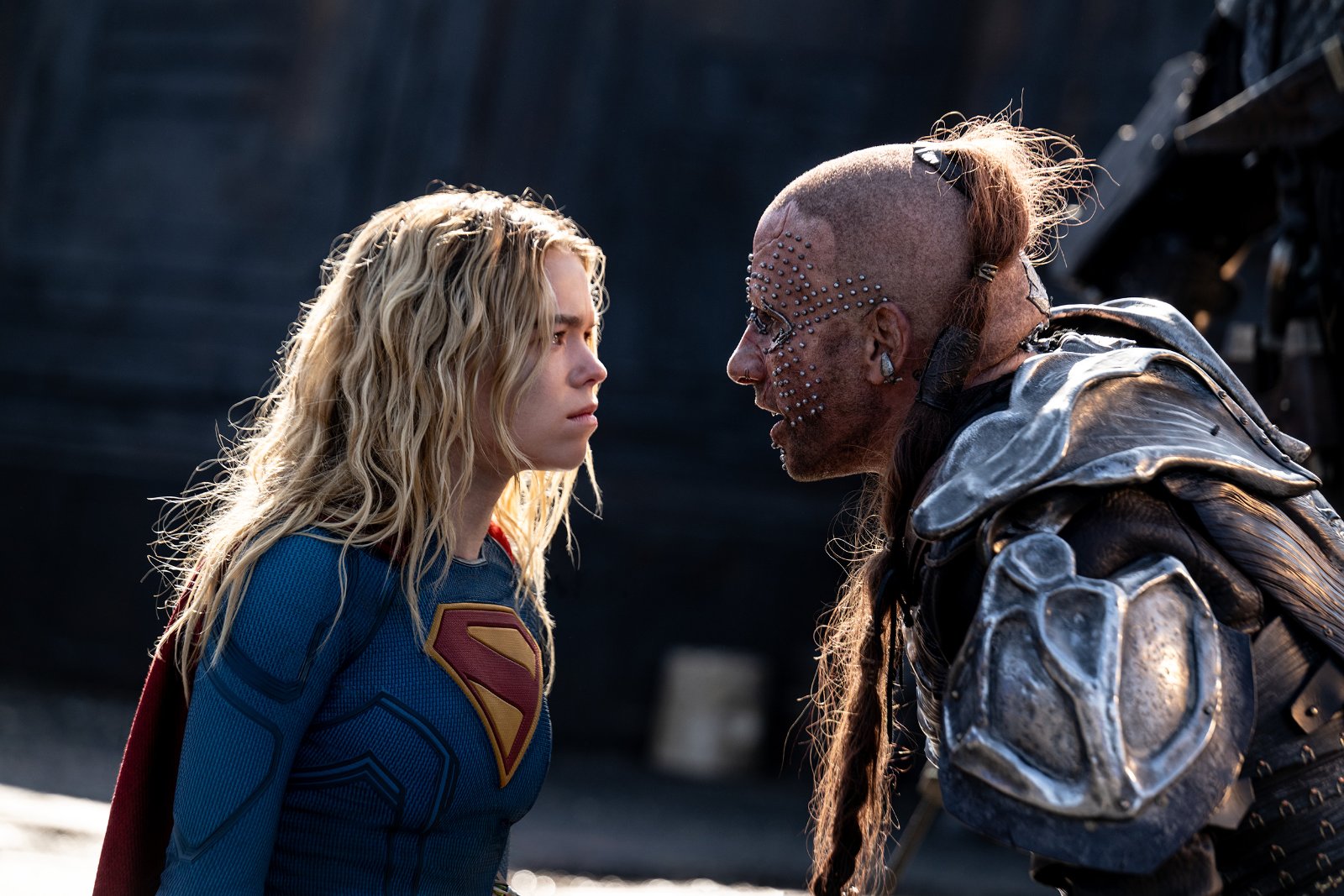 Milly Alcock as SUPERGIRL and Matthias Schoenaerts as KREM in DC Studios’ and Warner Bros. Pictures’ “SUPERGIRL” Photo by Parisa Taghizadeh