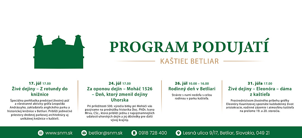 Júlový program v SNM - Múzeu Betliar