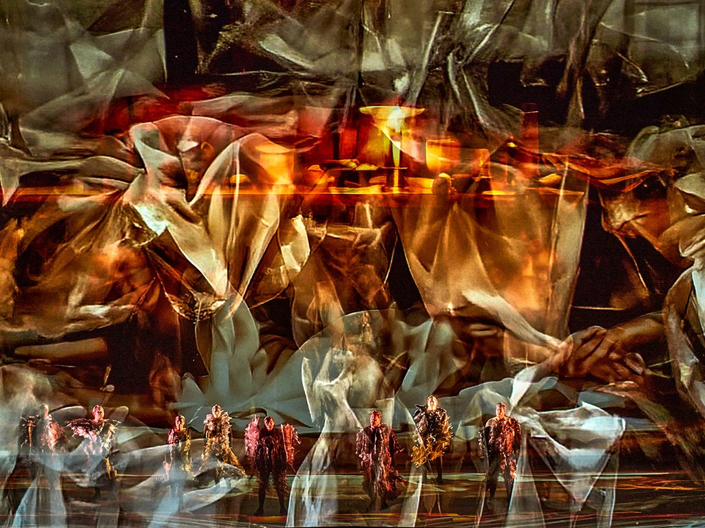 Scéna zo Zlata Rýna (Das Rheingold) v projekte Ring 10010110 – Vom Mythos zum Code na Bayreuthských slávnostiach 2026. Foto: Enrico Nawrath / Bayreuther Festspiele